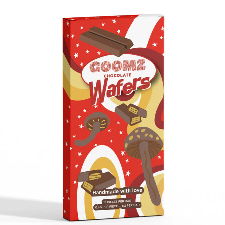 goomz nootropic mushroom chocolate bar wafers