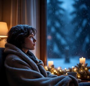 Person feeling lonely and stressed during the holiday season